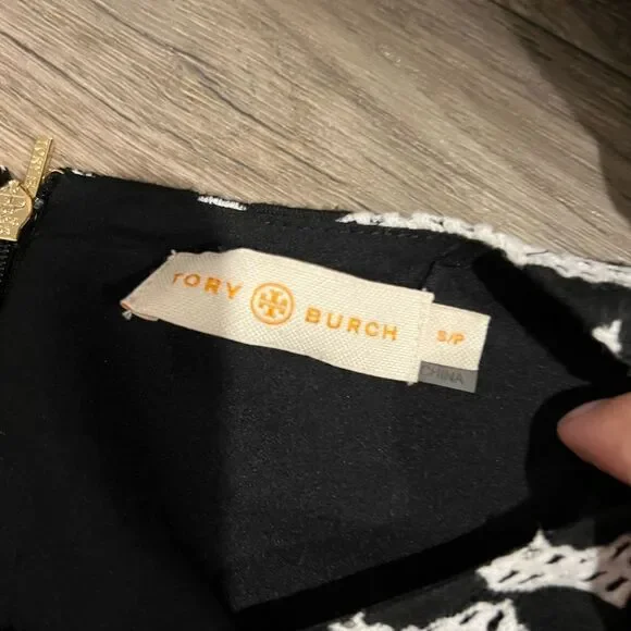 Tory Burch Paulina Open Knit Fringe Black White Dress Size small - Picture 5 of 10